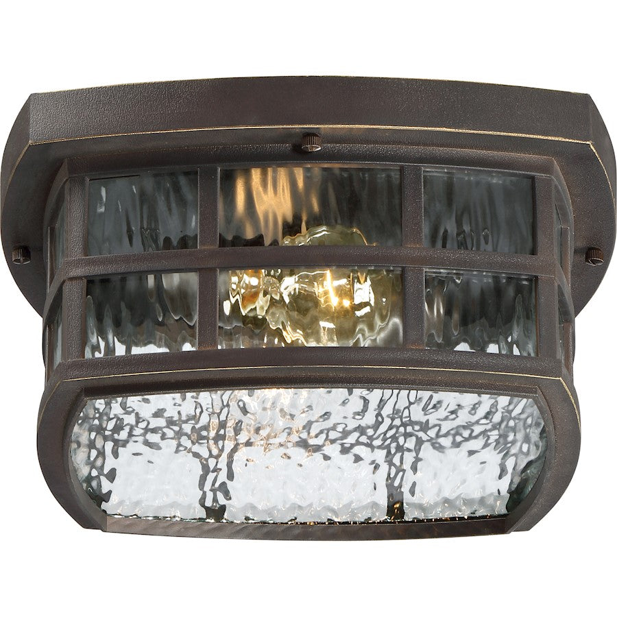 Quoizel Stonington 12in 2-Light Outdoor Lantern | Coastal Palladian Bronze and Clear Water Glass | Porch & Patio | 12 x 12 x 5.75 in | Model SNN1612PN