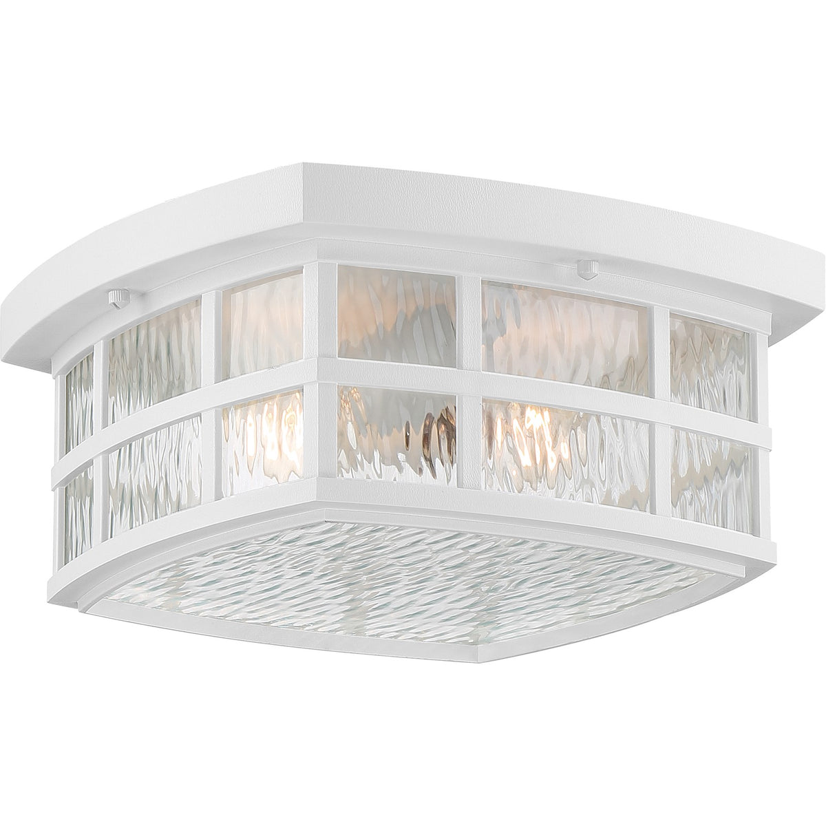 Quoizel Stonington 12in 2-Light Outdoor Wall Lantern | Traditional Matte White and Clear Water Glass | Front Porch & Entryway | Model SNN1612W