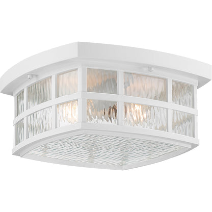 Quoizel Stonington 12in 2-Light Outdoor Wall Lantern | Traditional Matte White and Clear Water Glass | Front Porch & Entryway | Model SNN1612W