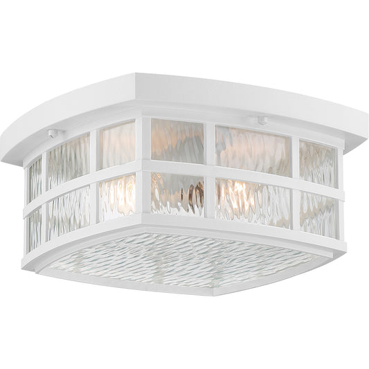 Quoizel Stonington 12in 2-Light Outdoor Wall Lantern | Traditional Matte White and Clear Water Glass | Front Porch & Entryway | Model SNN1612W