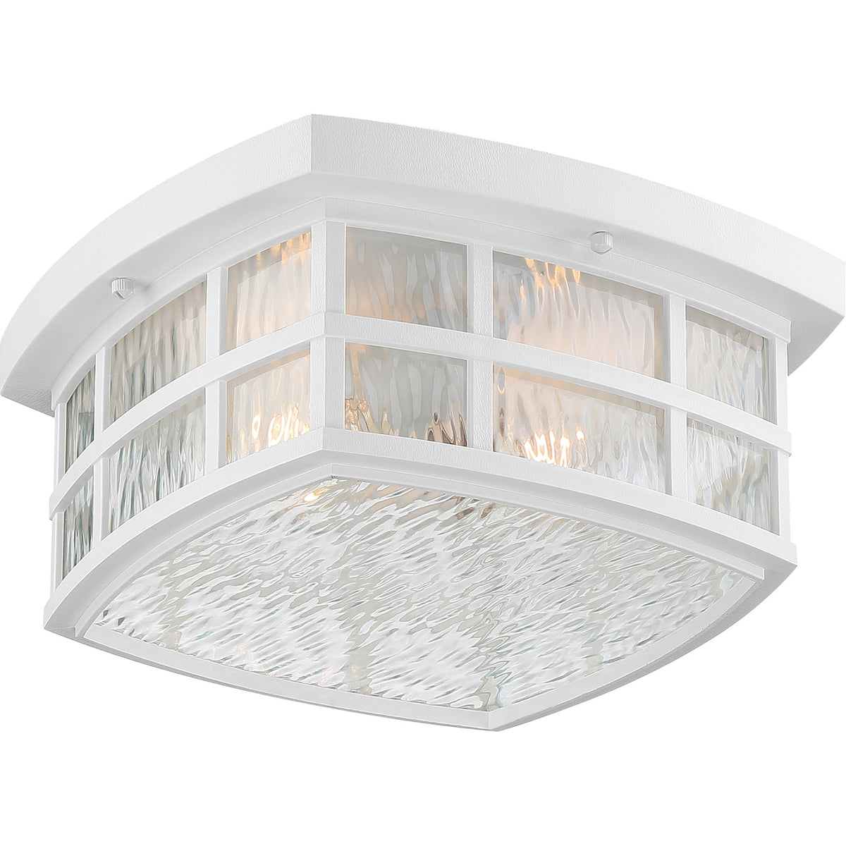 Quoizel Stonington 12in 2-Light Outdoor Wall Lantern | Traditional Matte White and Clear Water Glass | Front Porch & Entryway | Model SNN1612W
