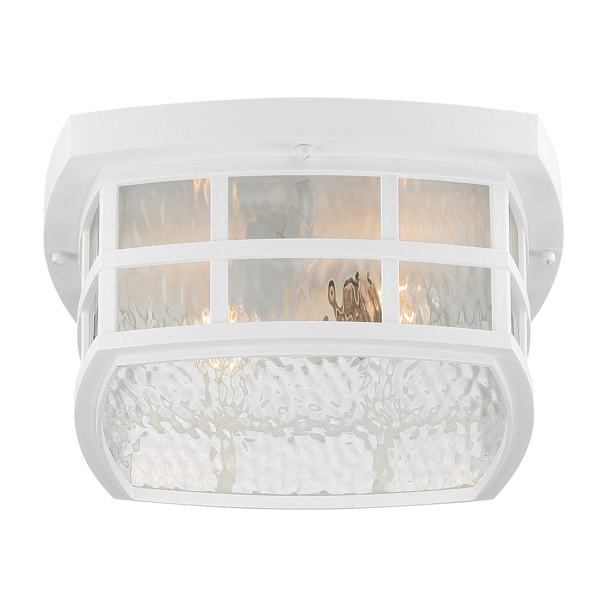 Quoizel Stonington 12in 2-Light Outdoor Wall Lantern | Traditional Matte White and Clear Water Glass | Front Porch & Entryway | Model SNN1612W