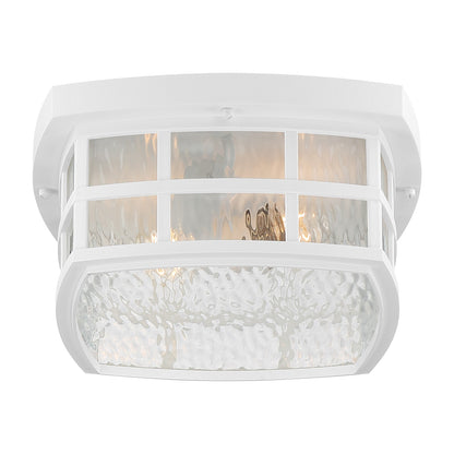Quoizel Stonington 12in 2-Light Outdoor Wall Lantern | Traditional Matte White and Clear Water Glass | Front Porch & Entryway | Model SNN1612W