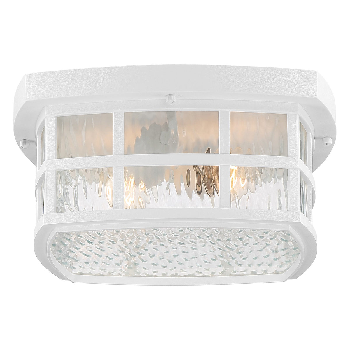 Quoizel Stonington 12in 2-Light Outdoor Wall Lantern | Traditional Matte White and Clear Water Glass | Front Porch & Entryway | Model SNN1612W
