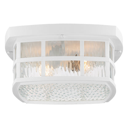 Quoizel Stonington 12in 2-Light Outdoor Wall Lantern | Traditional Matte White and Clear Water Glass | Front Porch & Entryway | Model SNN1612W