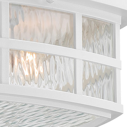 Quoizel Stonington 12in 2-Light Outdoor Wall Lantern | Traditional Matte White and Clear Water Glass | Front Porch & Entryway | Model SNN1612W