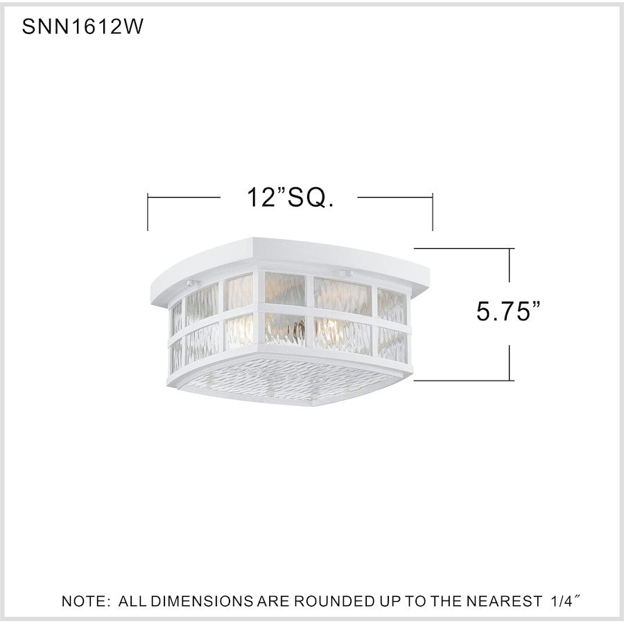 Quoizel Stonington 12in 2-Light Outdoor Wall Lantern | Traditional Matte White and Clear Water Glass | Front Porch & Entryway | Model SNN1612W