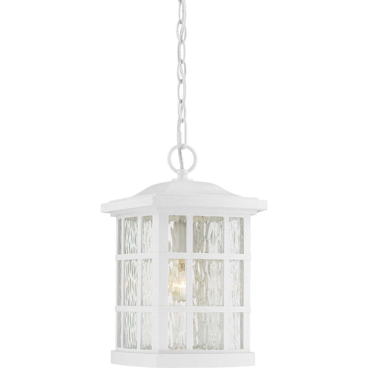 Quoizel Stonington 9.5in 1-Light Outdoor Wall Lantern | Traditional Matte White and Clear Water Glass | Front Porch & Entryway | Model SNN1909W