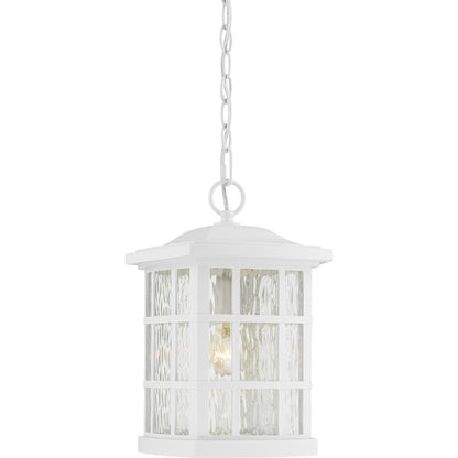 Quoizel Stonington 9.5in 1-Light Outdoor Wall Lantern | Traditional Matte White and Clear Water Glass | Front Porch & Entryway | Model SNN1909W