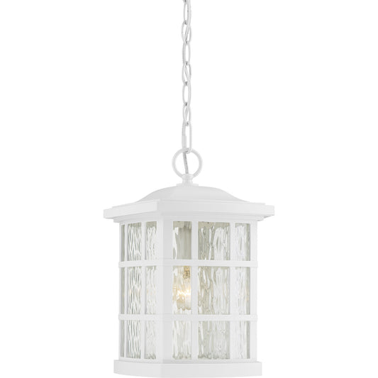 Quoizel Stonington 9.5in 1-Light Outdoor Wall Lantern | Traditional Matte White and Clear Water Glass | Front Porch & Entryway | Model SNN1909W