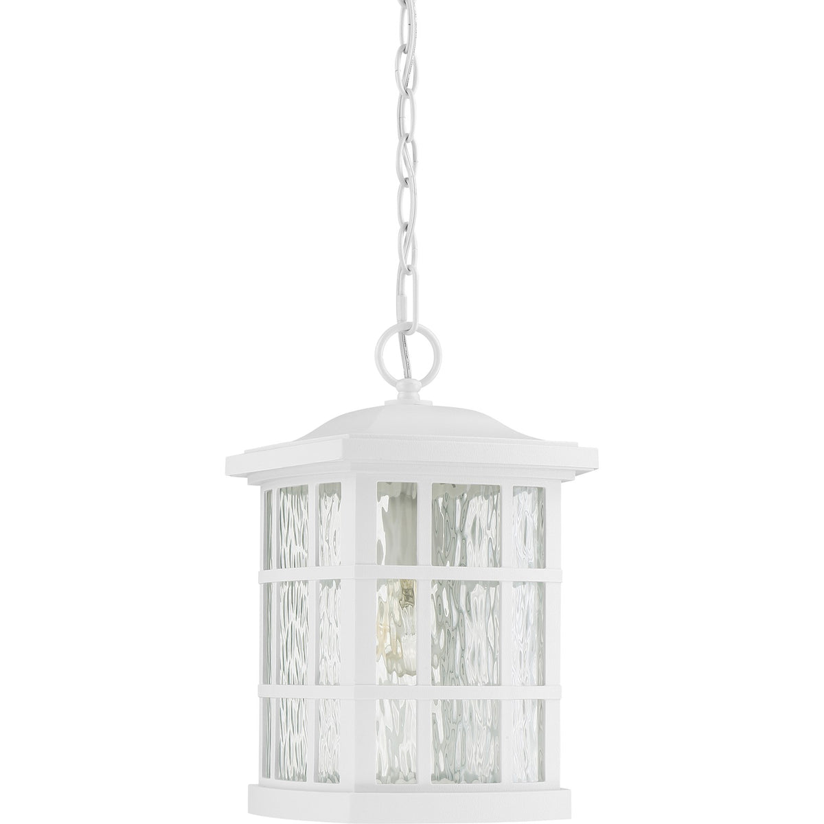 Quoizel Stonington 9.5in 1-Light Outdoor Wall Lantern | Traditional Matte White and Clear Water Glass | Front Porch & Entryway | Model SNN1909W