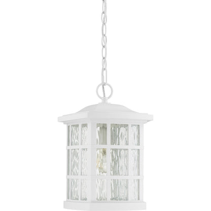 Quoizel Stonington 9.5in 1-Light Outdoor Wall Lantern | Traditional Matte White and Clear Water Glass | Front Porch & Entryway | Model SNN1909W