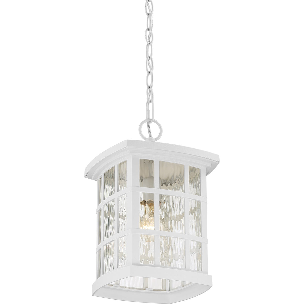 Quoizel Stonington 9.5in 1-Light Outdoor Wall Lantern | Traditional Matte White and Clear Water Glass | Front Porch & Entryway | Model SNN1909W