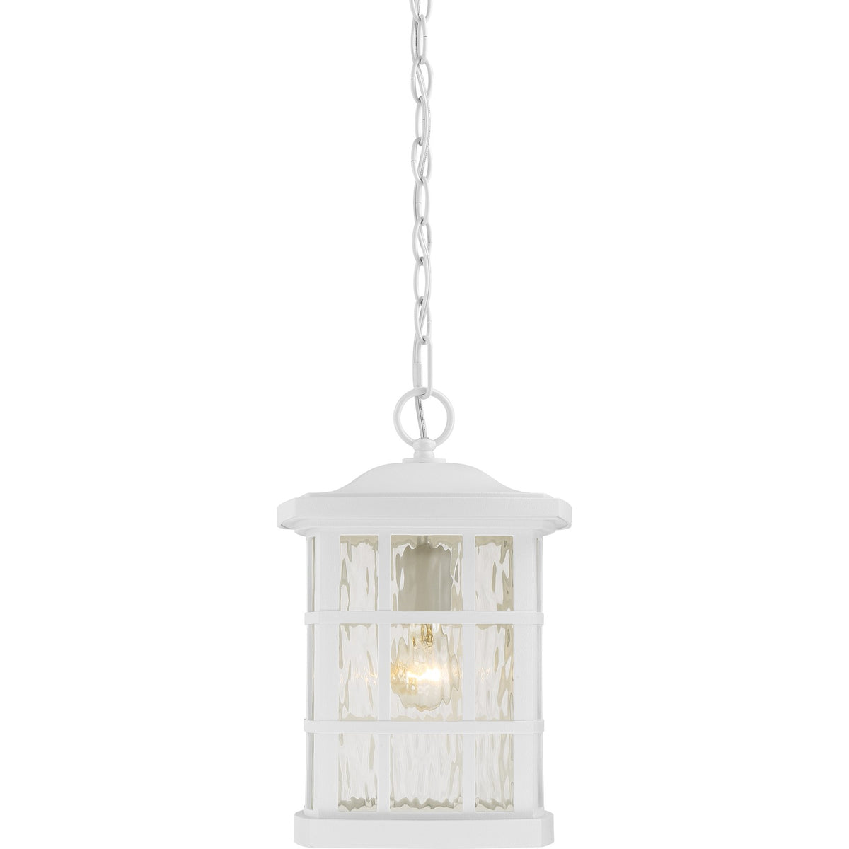 Quoizel Stonington 9.5in 1-Light Outdoor Wall Lantern | Traditional Matte White and Clear Water Glass | Front Porch & Entryway | Model SNN1909W
