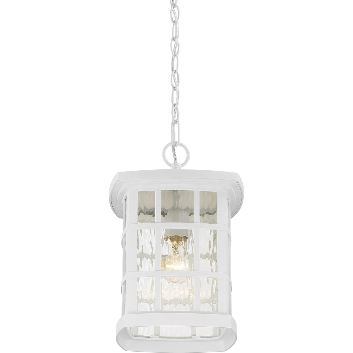 Quoizel Stonington 9.5in 1-Light Outdoor Wall Lantern | Traditional Matte White and Clear Water Glass | Front Porch & Entryway | Model SNN1909W