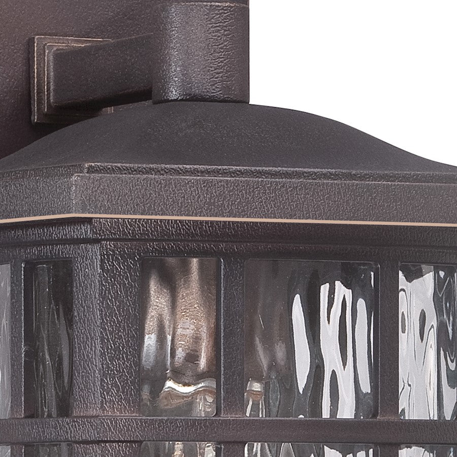 Quoizel Stonington 10in 1-Light Outdoor Wall Lantern | Traditional Palladian Bronze and Clear Water Glass | Entryway & Porch | Model SNN8406PN