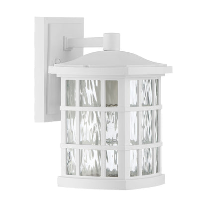 Quoizel Stonington 10in 1-Light Outdoor Wall Lantern | Traditional Matte White and Clear Water Glass | Entryway & Porch | Model SNN8406W