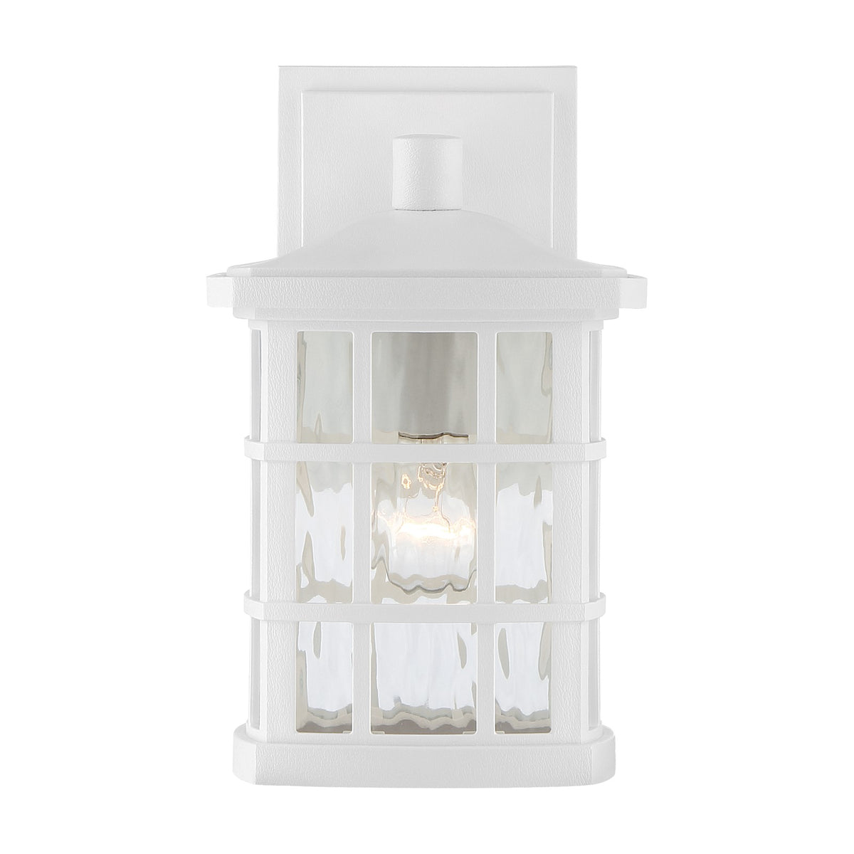 Quoizel Stonington 10in 1-Light Outdoor Wall Lantern | Traditional Matte White and Clear Water Glass | Entryway & Porch | Model SNN8406W