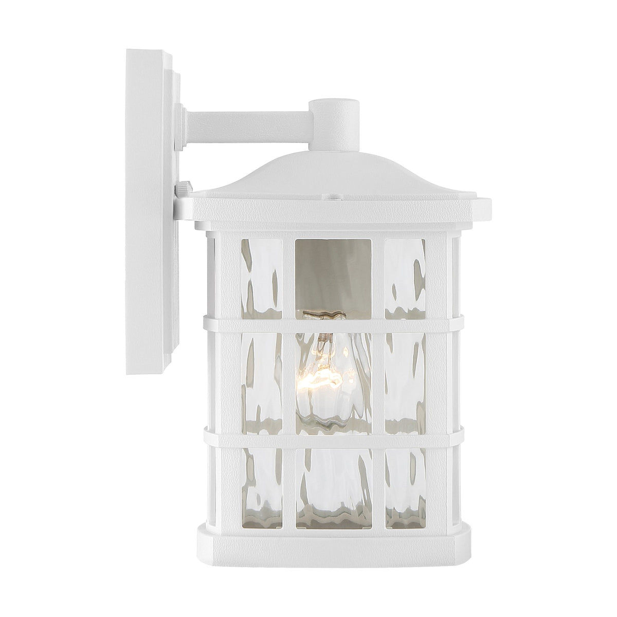 Quoizel Stonington 10in 1-Light Outdoor Wall Lantern | Traditional Matte White and Clear Water Glass | Entryway & Porch | Model SNN8406W
