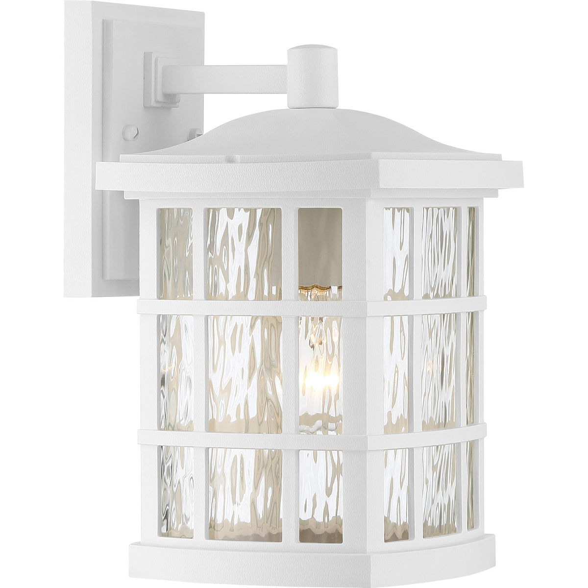Quoizel Stonington 13in 1-Light Outdoor Wall Lantern | Traditional Matte White and Clear Water Glass | Porch & Patio | 8 x 9 x 13 in | Model SNN8408W