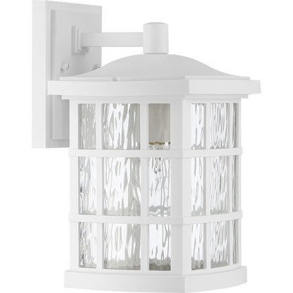 Quoizel Stonington 13in 1-Light Outdoor Wall Lantern | Traditional Matte White and Clear Water Glass | Porch & Patio | 8 x 9 x 13 in | Model SNN8408W
