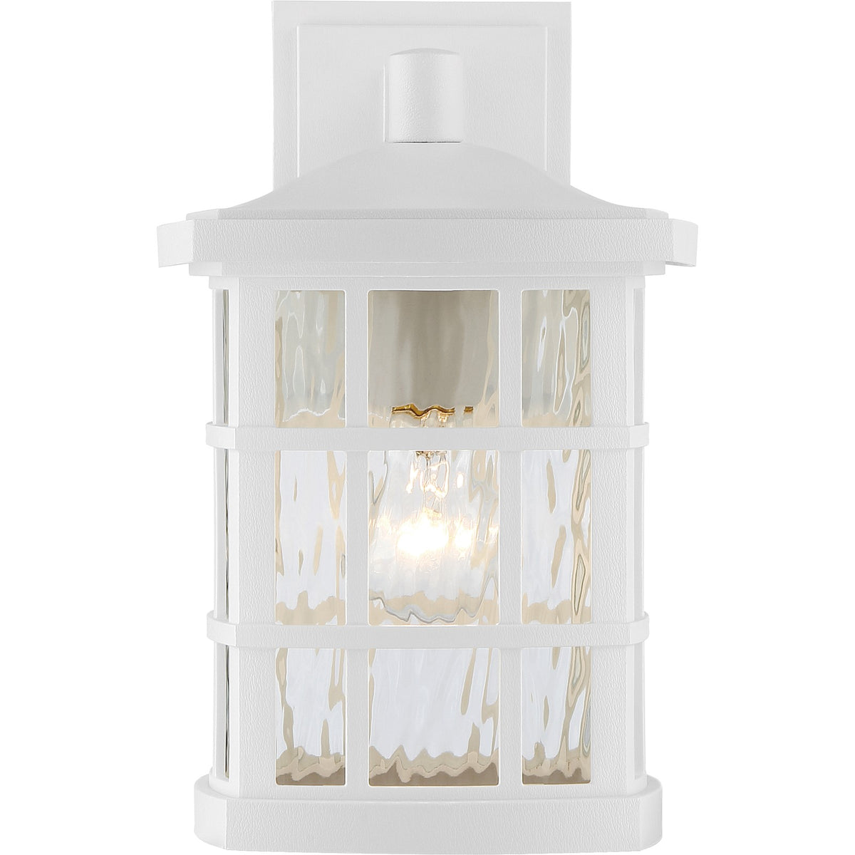 Quoizel Stonington 13in 1-Light Outdoor Wall Lantern | Traditional Matte White and Clear Water Glass | Porch & Patio | 8 x 9 x 13 in | Model SNN8408W