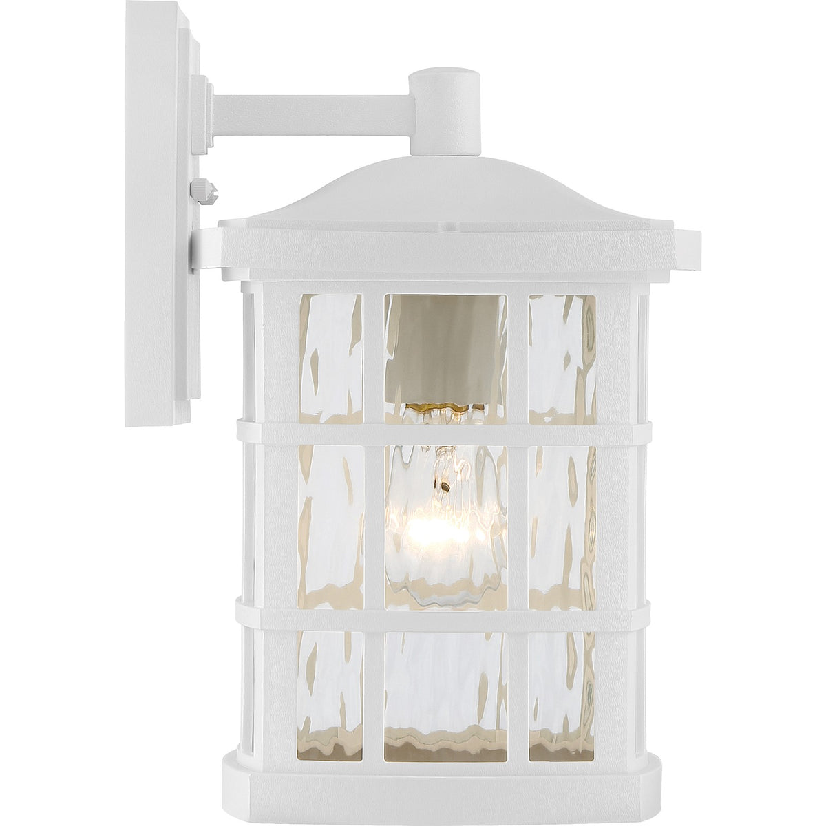 Quoizel Stonington 13in 1-Light Outdoor Wall Lantern | Traditional Matte White and Clear Water Glass | Porch & Patio | 8 x 9 x 13 in | Model SNN8408W