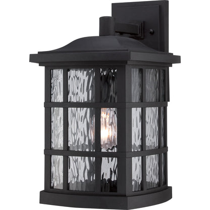 Quoizel Stonington 15in 1-Light Outdoor Wall Lantern | Traditional Mystic Black and Clear Water Glass | Porch & Patio | Model SNN8409K