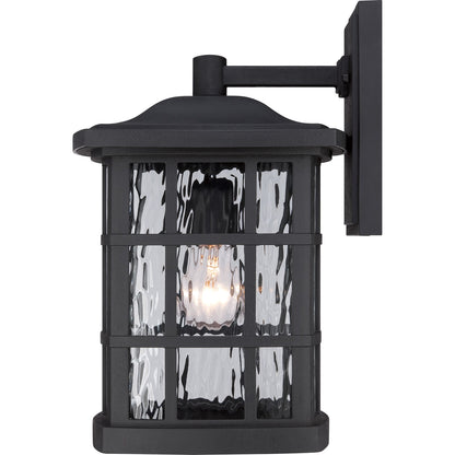 Quoizel Stonington 15in 1-Light Outdoor Wall Lantern | Traditional Mystic Black and Clear Water Glass | Porch & Patio | Model SNN8409K