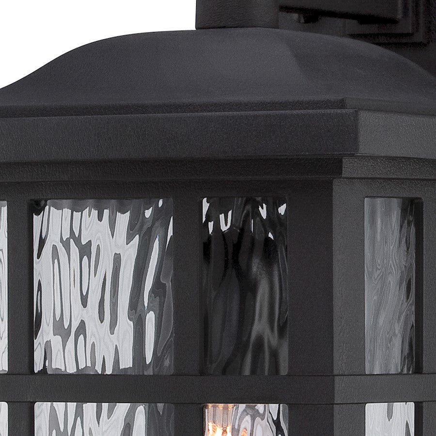 Quoizel Stonington 15in 1-Light Outdoor Wall Lantern | Traditional Mystic Black and Clear Water Glass | Porch & Patio | Model SNN8409K