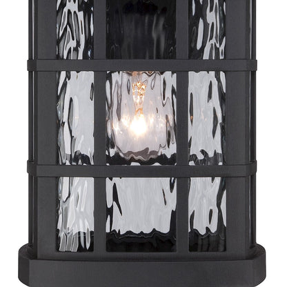 Quoizel Stonington 15in 1-Light Outdoor Wall Lantern | Traditional Mystic Black and Clear Water Glass | Porch & Patio | Model SNN8409K