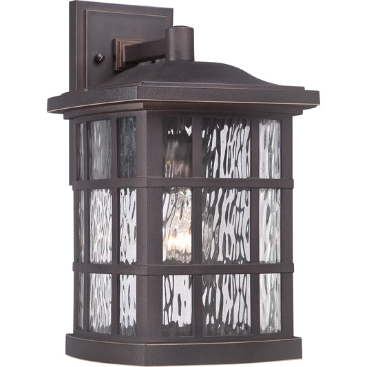 Quoizel Stonington 15in 1-Light Outdoor Wall Lantern | Traditional Palladian Bronze and Clear Water Glass | Porch & Patio | Model SNN8409PN