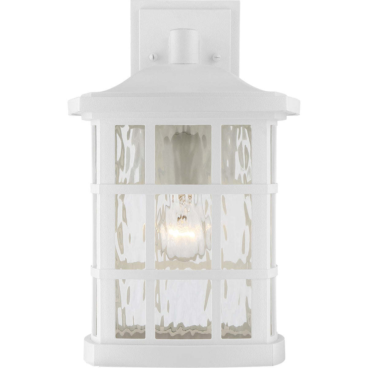 Quoizel Stonington 10.5in 1-Light Outdoor Wall Lantern | Traditional Matte White and Clear Water Glass | Front Porch & Entryway | Model SNN8409W