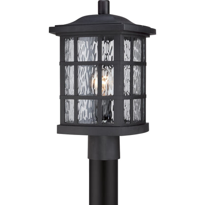 Quoizel Stonington 16in 1-Light Outdoor Lantern | Traditional Mystic Black and Clear Water Glass | Front Door & Porch | Model SNN9009K