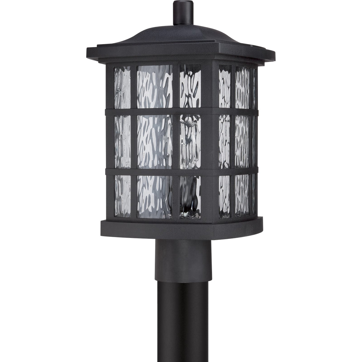 Quoizel Stonington 16in 1-Light Outdoor Lantern | Traditional Mystic Black and Clear Water Glass | Front Door & Porch | Model SNN9009K