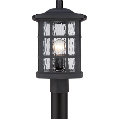 Quoizel Stonington 16in 1-Light Outdoor Lantern | Traditional Mystic Black and Clear Water Glass | Front Door & Porch | Model SNN9009K