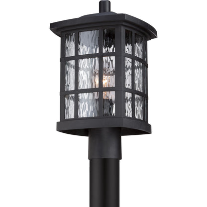 Quoizel Stonington 16in 1-Light Outdoor Lantern | Traditional Mystic Black and Clear Water Glass | Front Door & Porch | Model SNN9009K