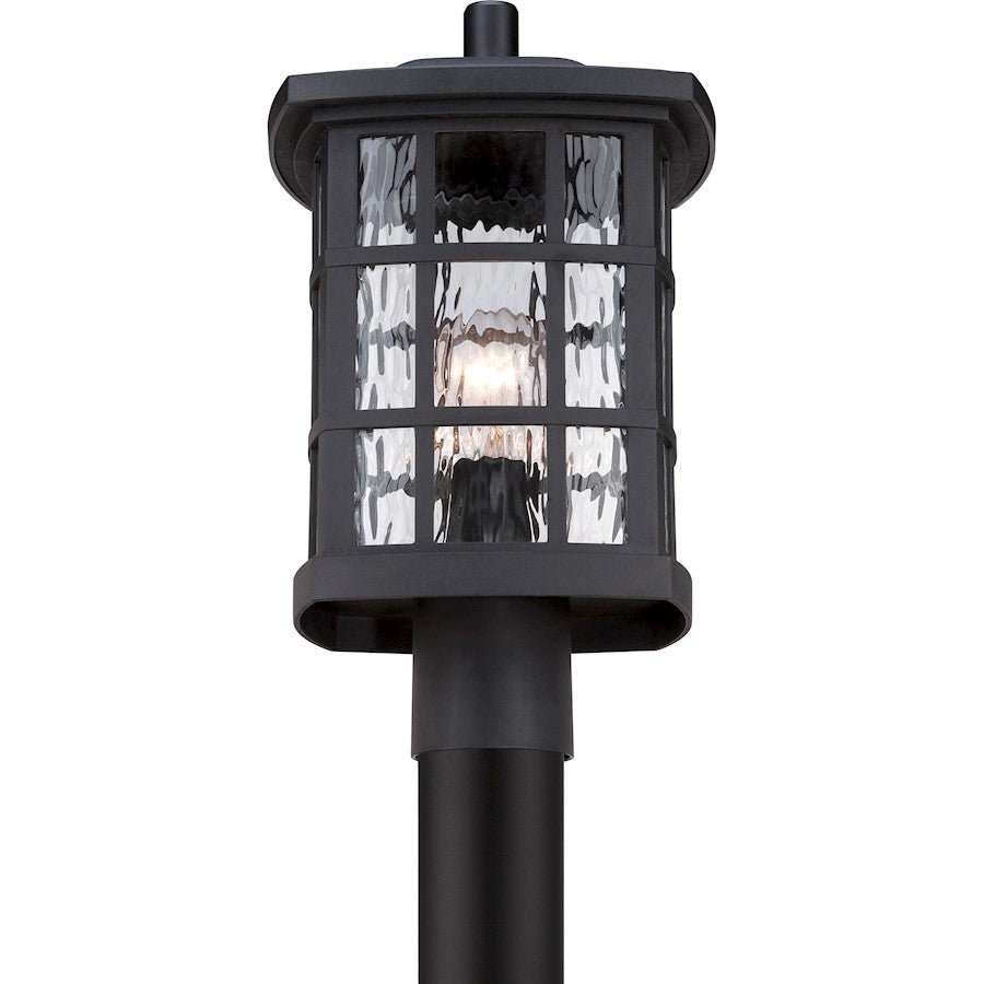 Quoizel Stonington 16in 1-Light Outdoor Lantern | Traditional Mystic Black and Clear Water Glass | Front Door & Porch | Model SNN9009K