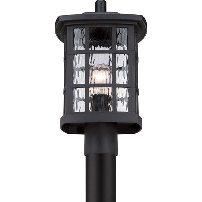Quoizel Stonington 16in 1-Light Outdoor Lantern | Traditional Mystic Black and Clear Water Glass | Front Door & Porch | Model SNN9009K