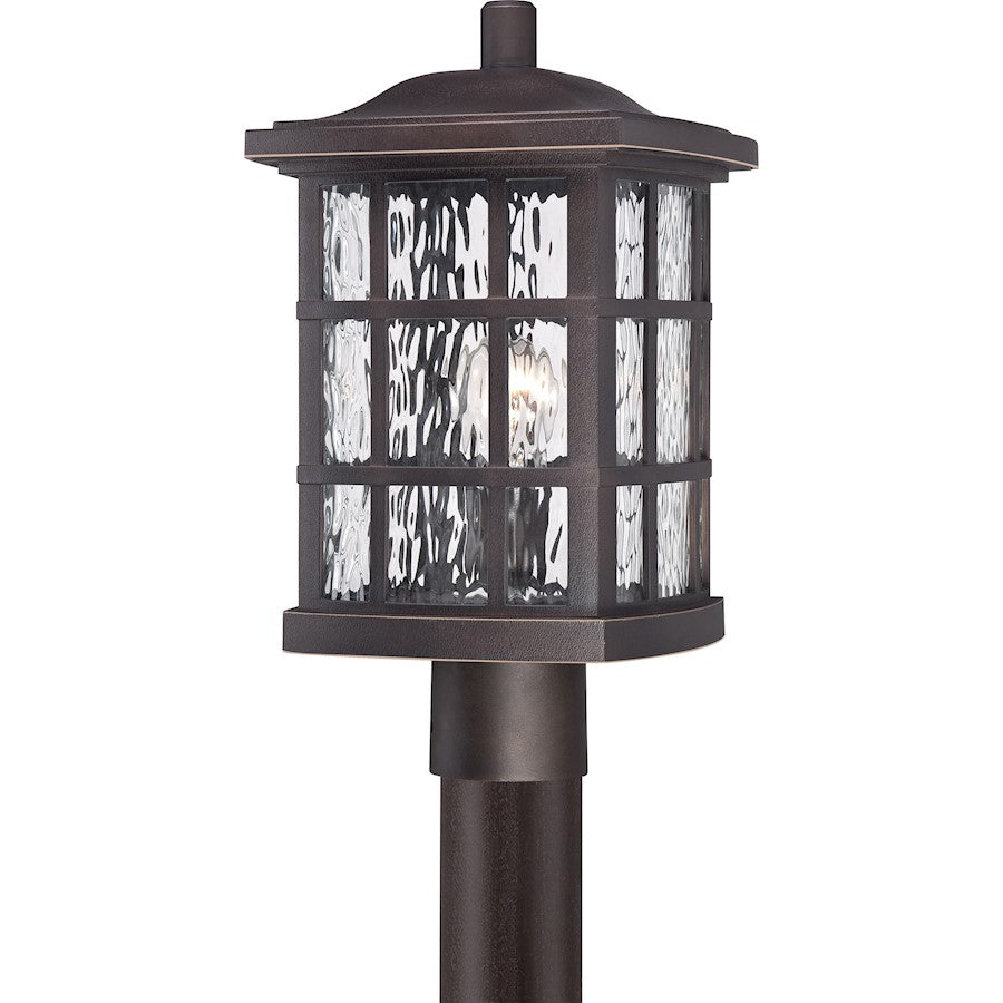 Quoizel Stonington 16in 1-Light Outdoor Lantern | Traditional Palladian Bronze and Clear Water Glass | Front Door & Porch | Model SNN9009PN