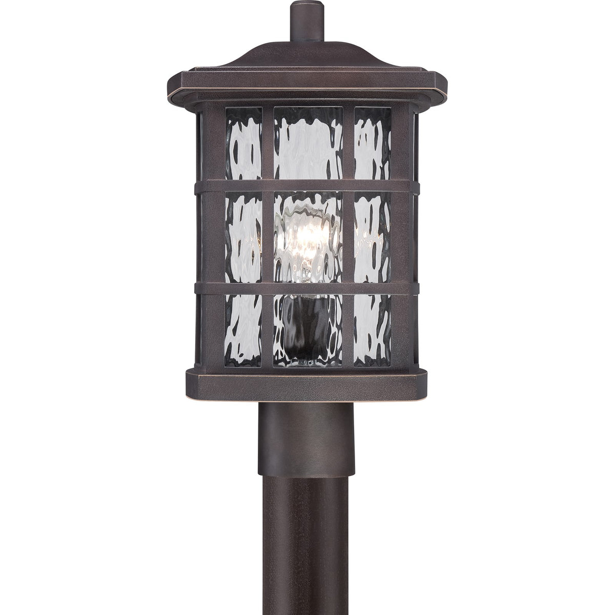 Quoizel Stonington 16in 1-Light Outdoor Lantern | Traditional Palladian Bronze and Clear Water Glass | Front Door & Porch | Model SNN9009PN