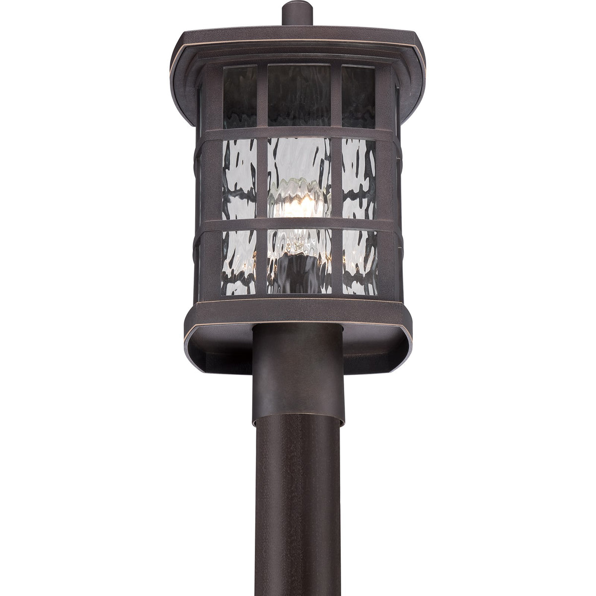 Quoizel Stonington 16in 1-Light Outdoor Lantern | Traditional Palladian Bronze and Clear Water Glass | Front Door & Porch | Model SNN9009PN