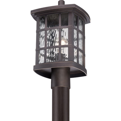 Quoizel Stonington 16in 1-Light Outdoor Lantern | Traditional Palladian Bronze and Clear Water Glass | Front Door & Porch | Model SNN9009PN