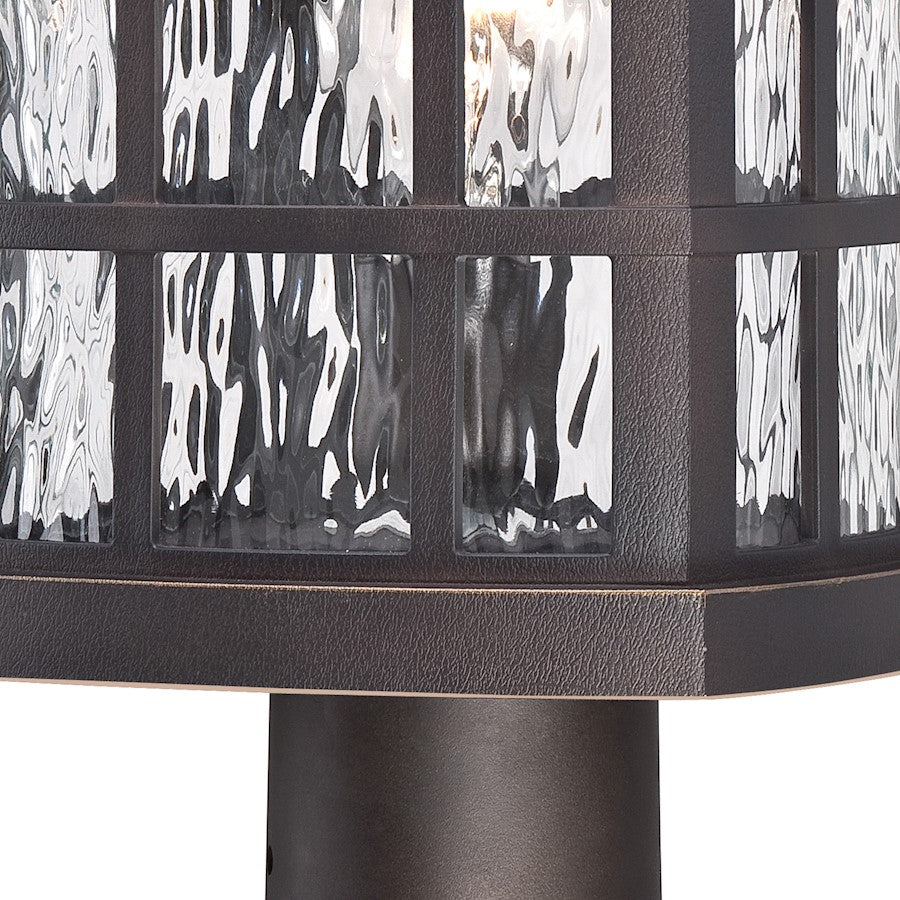 Quoizel Stonington 16in 1-Light Outdoor Lantern | Traditional Palladian Bronze and Clear Water Glass | Front Door & Porch | Model SNN9009PN