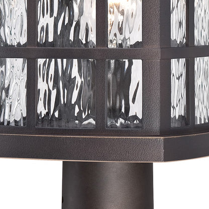 Quoizel Stonington 16in 1-Light Outdoor Lantern | Traditional Palladian Bronze and Clear Water Glass | Front Door & Porch | Model SNN9009PN