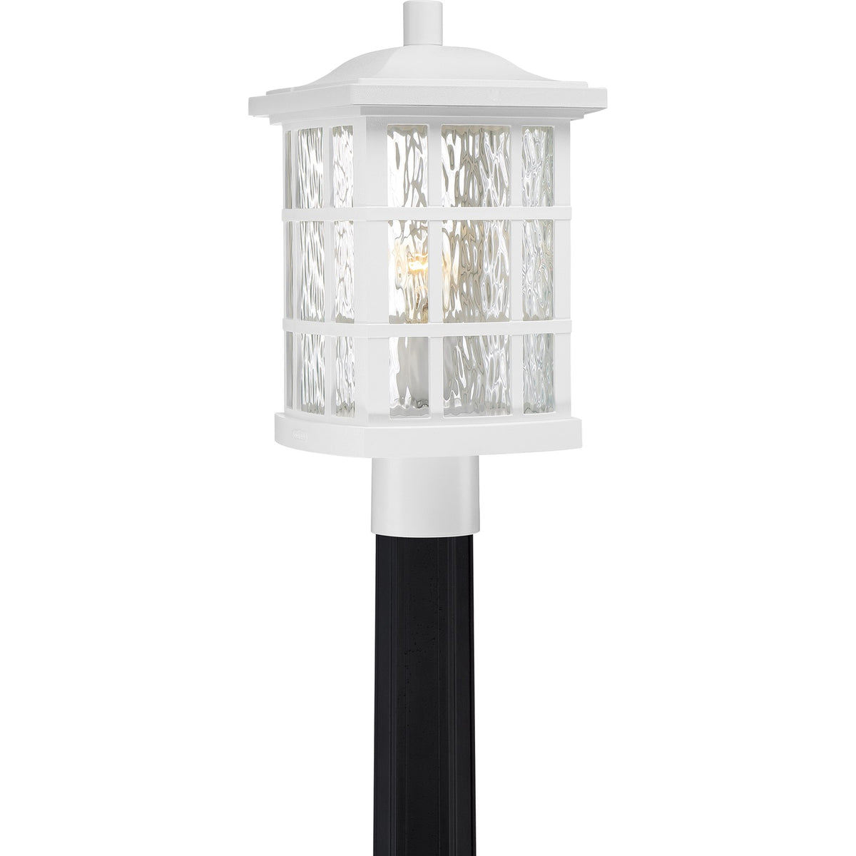 Quoizel Stonington 16in 1-Light Outdoor Lantern | Traditional Matte White and Clear Water Glass | Front Door & Porch | Model SNN9009W