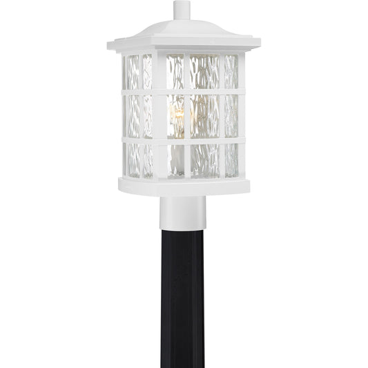 Quoizel Stonington 16in 1-Light Outdoor Lantern | Traditional Matte White and Clear Water Glass | Front Door & Porch | Model SNN9009W