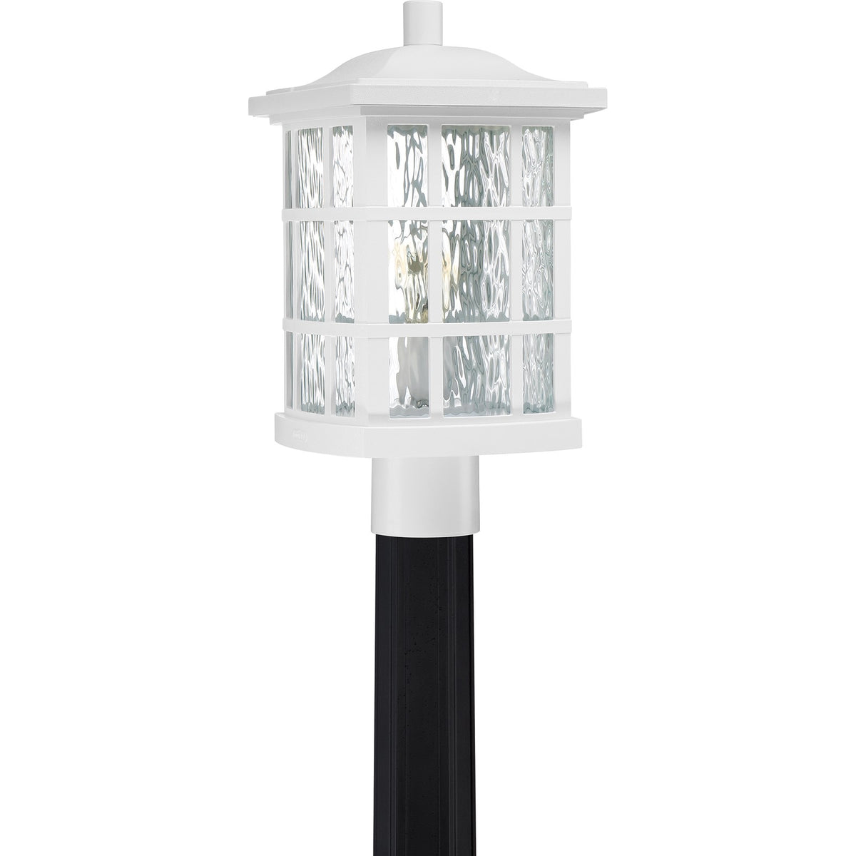 Quoizel Stonington 16in 1-Light Outdoor Lantern | Traditional Matte White and Clear Water Glass | Front Door & Porch | Model SNN9009W