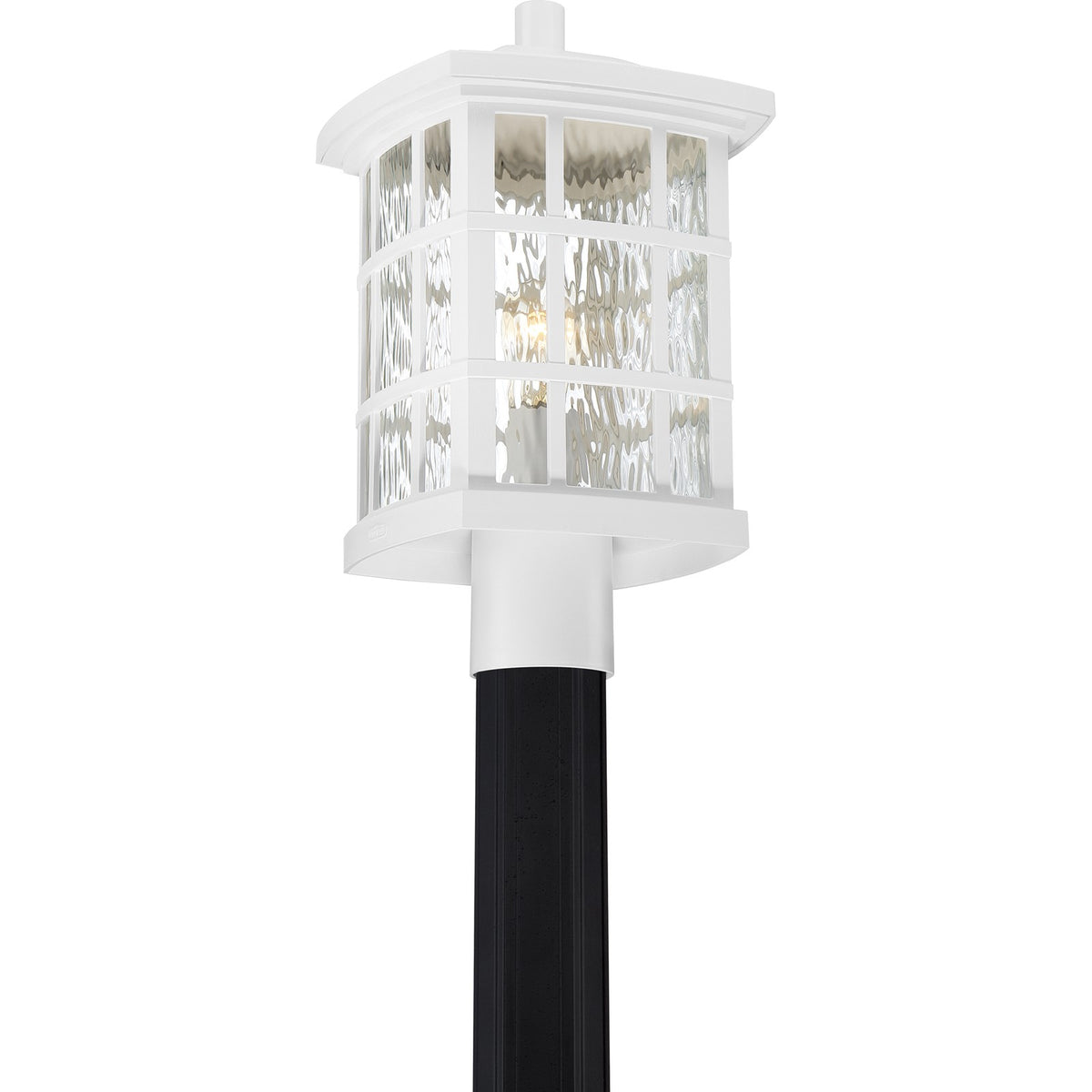 Quoizel Stonington 16in 1-Light Outdoor Lantern | Traditional Matte White and Clear Water Glass | Front Door & Porch | Model SNN9009W