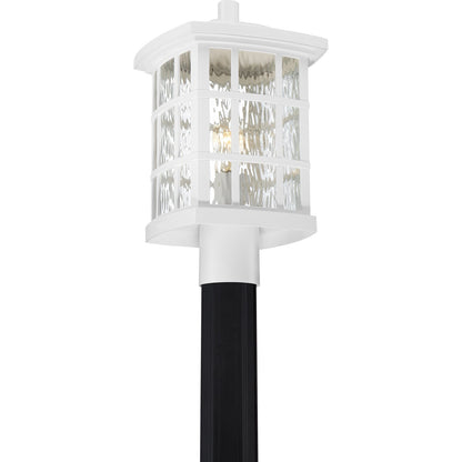 Quoizel Stonington 16in 1-Light Outdoor Lantern | Traditional Matte White and Clear Water Glass | Front Door & Porch | Model SNN9009W